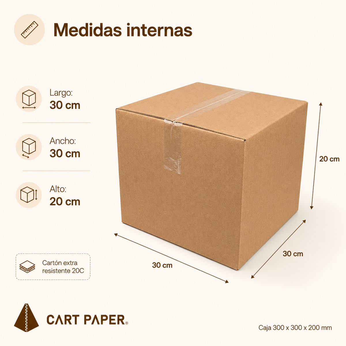 Caja de Embalaje 30x30x20 20c reforzada Pack 25