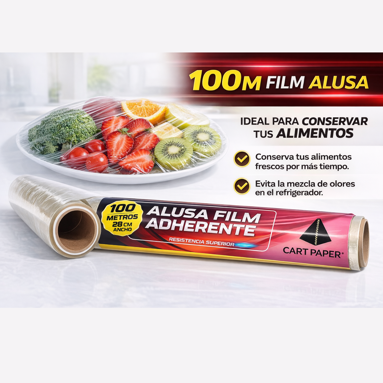 Papel Alusa cocina plástico 100m x 28cm