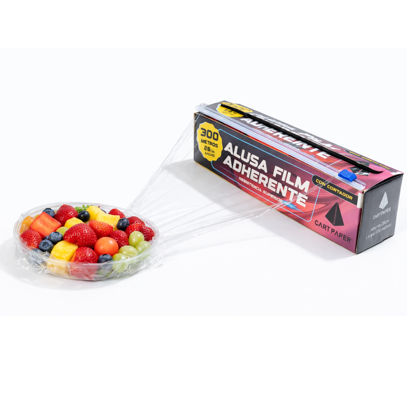 Papel Alusa cocina plástico 300m x 28cm con cortador