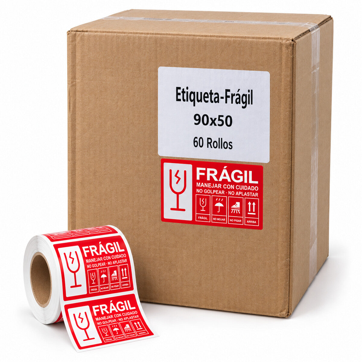 ETIQUETAS 90 x 50mm FRAGIL ROLLO 200u