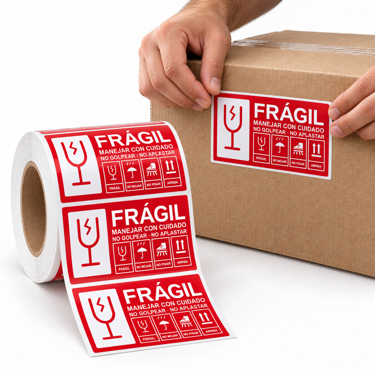 ETIQUETAS 90 x 50mm FRAGIL ROLLO 200u